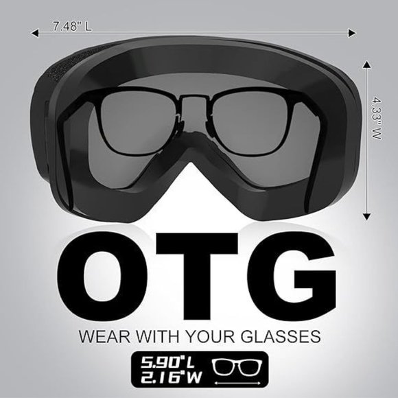 GlaRid Ski Goggles OTG UV Protection Anti Fog Snowboard Motorcycles Over Glasses - Picture 3 of 10